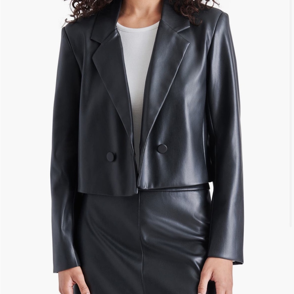 Steve Madden Black Faux Leather Blazer